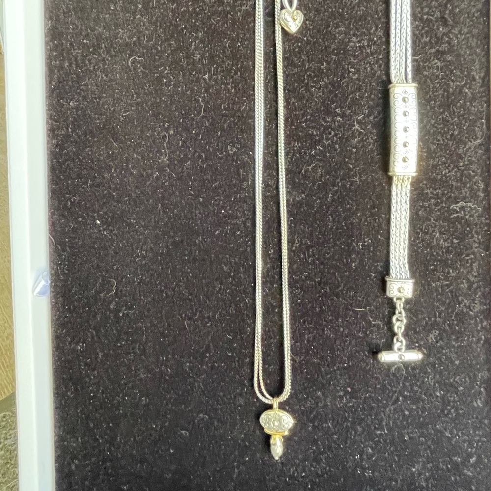 3pc Brighton Set, Silver and Gold, Necklace, Bracelet and Earrings